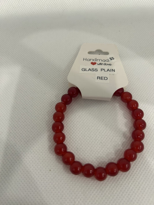 Glass plain red beads