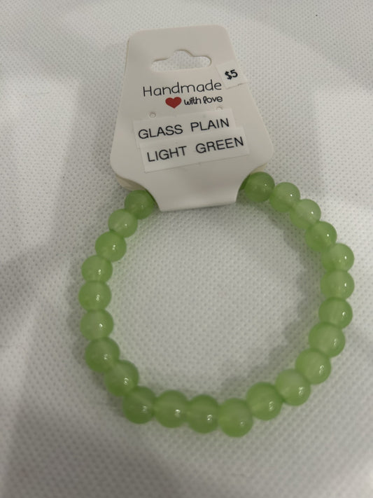 Glass Plain Light Green Beads