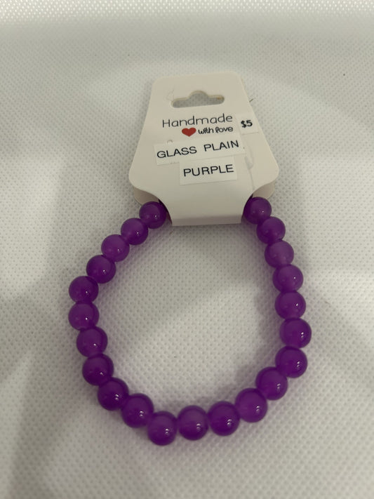 Glass Plain Purple Beads