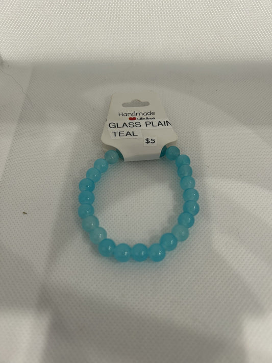 Glass Plain Teal Beads