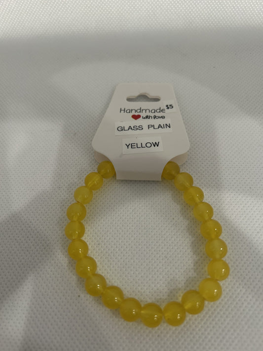 Glass Plain Yellow Beads