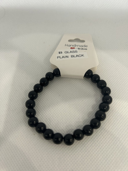 Glass Plain Black Beads