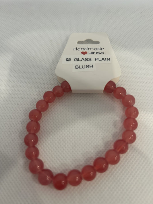 Glass plain blush beads