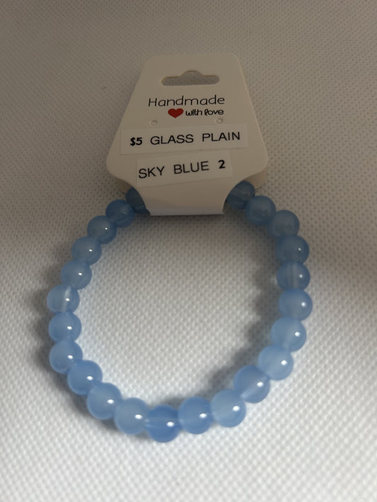 Glass Plain Sky Blue Beads