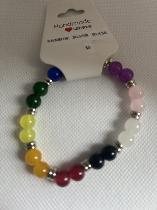 Rainbow Silver Glass Beads